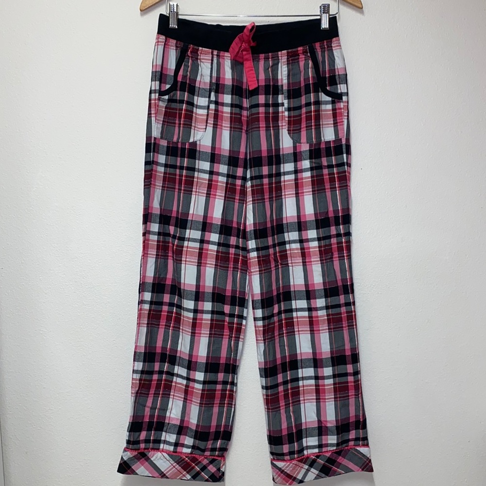Victoria’s Secret Pajama PJ Bottoms Plaid Black and Pink